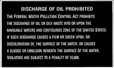 Bernard Engraving P204 Discharge of Oil Prohibited - LMC Shop