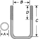 Tiedown Engineering 86204 U-Bolts 1/2  1/8 X4  2/cd - LMC Shop