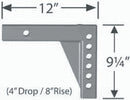 Progress Mfg 90-02-4200 Hi-Lo Adj Shank 4indrop8inrise - LMC Shop