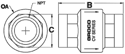 Groco CV-125 1-1/4  Brz In-Line Check Valve - LMC Shop